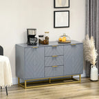 Sideboard Storage Cabinet with 3 Drawers, Adjustable Shelves and Doors, Kitchen Buffet Cabinet for Dining Room, Grey Multi Market World Inc.