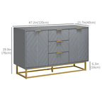Sideboard Storage Cabinet with 3 Drawers, Adjustable Shelves and Doors, Kitchen Buffet Cabinet for Dining Room, Grey Multi Market World Inc.