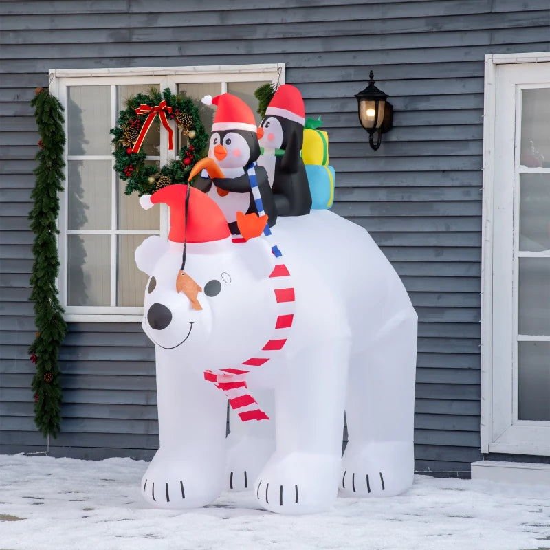 7ft Christmas Decoration with Polar Bear and Two Penguins Inflatable Santa Decor Easy Set-Up Blow UP Decoration for Holiday Yard Multi Market World Inc.