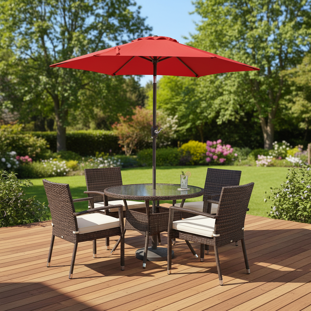 9.8 ft Outdoor Patio Umbrella with 8 Ribs, Easy Hand-Crank & Push-Button Tilt Multi Market World Inc.