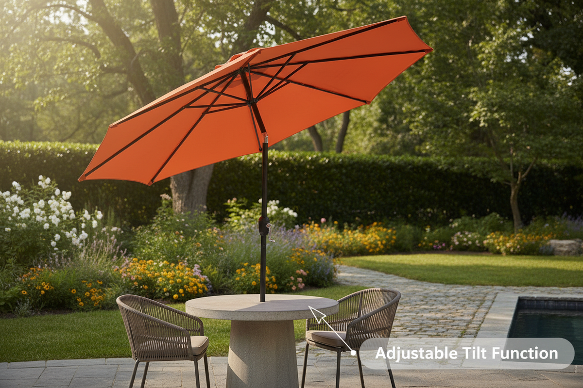 9.8 ft Outdoor Patio Umbrella with 8 Ribs, Easy Hand-Crank & Push-Button Tilt Multi Market World Inc.