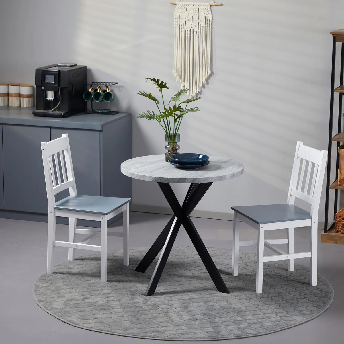 Grey 29" Dining Table, Round Kitchen Table Multi Market World Inc.