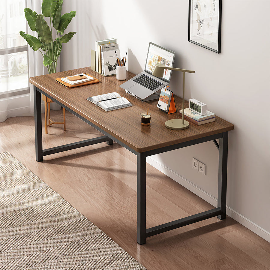 Simple Style Computer Desk Workstation, Stable Home Office Desk Wood Study PC Table with Metal Legs,Sturdy Writing Desk for Work from Home Multi Market World Inc.