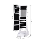 Standing Jewelry Cabinet Organizer Jewelry Armoire with LED Lights, Full Length Mirror, Adjustable Angle, White Multi Market World Inc.