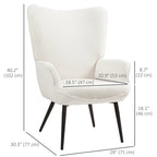 Accent Sherpa Chair, Upholstered Armchair, Fluffy Wingback Chair for Living Room, Reading Room, Cream White Multi Market World Inc.