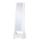 Standing Jewelry Cabinet Organizer Jewelry Armoire with LED Lights, Full Length Mirror, Adjustable Angle, White Multi Market World Inc.