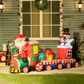 8ft Inflatable Christmas Train with Santa Claus, Snowman, Penguin and Gift Boxes, Blow-Up Outdoor LED Yard Display for Lawn Garden Party 5 Multi Market World Inc.