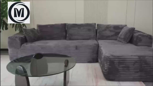 Convertible L-shape Sofa Bed, 104", Compressed Memory Foam Couch (Black)