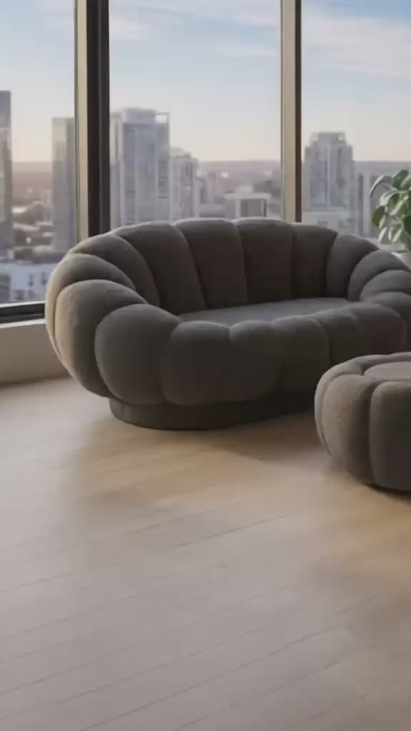 Pumpkin Sofa Chair Set , 2+1 Seaters, Cloud Loveseat, Single Chair and Ottoman , No Assemble