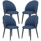 Modern Dining Chairs Set of 4, Upholstered Dining Room Chairs with Metal Legs, Shell Backrest, Padded Seat, Blue Multi Market World Inc.