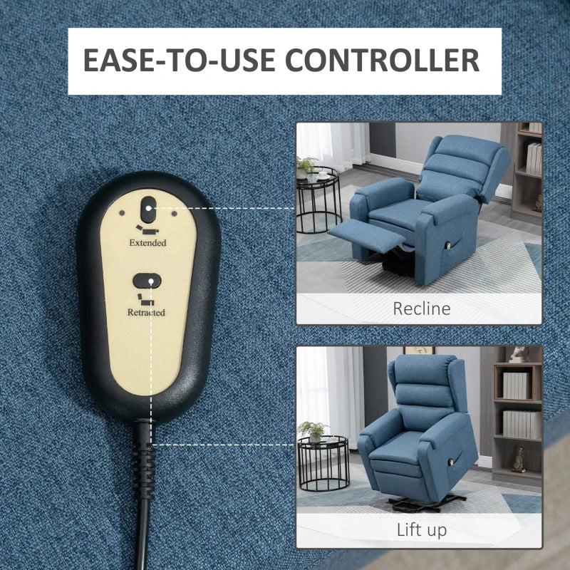 Lift Chair for Elderly, Power Chair Recliner with Footrest, Remote Control, Side Pockets for Living Room, Blue