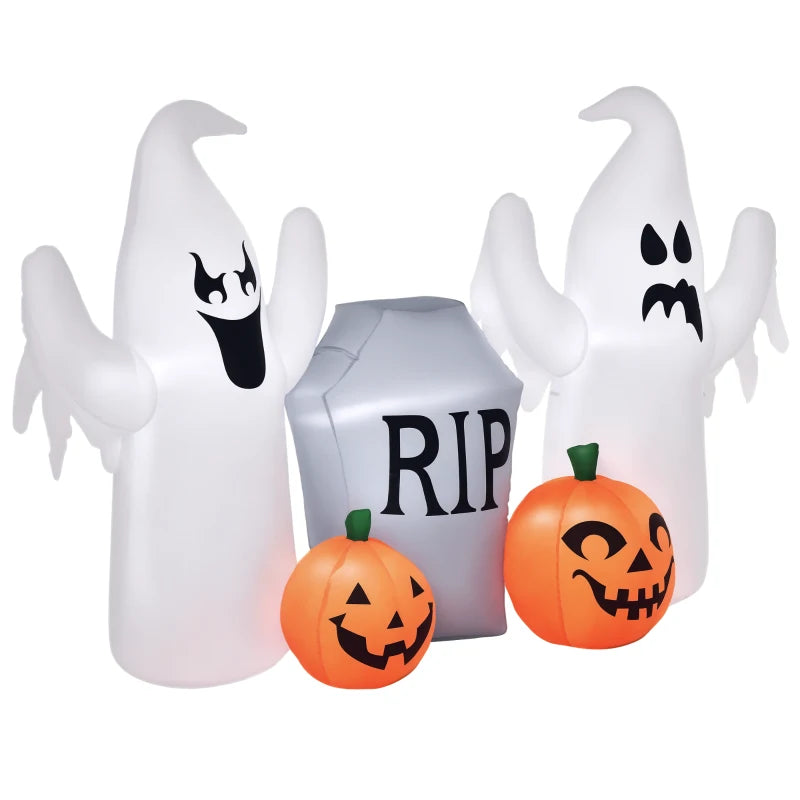 4ft Light-Up Halloween Inflatable: Spooky Ghosts, Tombstone & Pumpkin