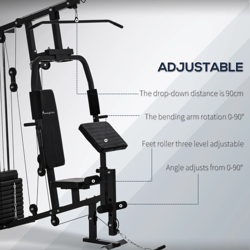 Multifunction Home Power Exercise Gym System Weight Training Exercise Workout Station Fitness Strength Machine for Whole Body Training Black 4.7
