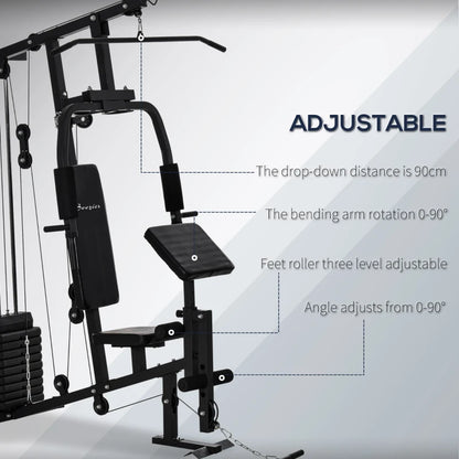 Multifunction Home Power Exercise Gym System Weight Training Exercise Workout Station Fitness Strength Machine for Whole Body Training Black 4.7