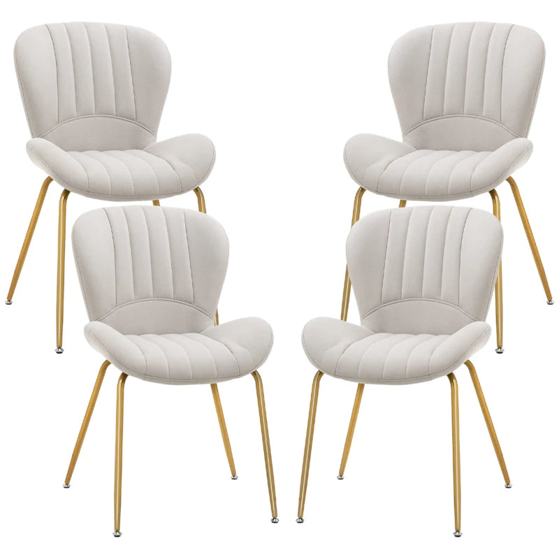 Dining Chairs Set of 4, Modern Accent Chair with Cushioned Backrest, Upholstery for Living Room, Cream White Multi Market World Inc.