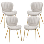 Dining Chairs Set of 4, Modern Accent Chair with Cushioned Backrest, Upholstery for Living Room, Cream White Multi Market World Inc.
