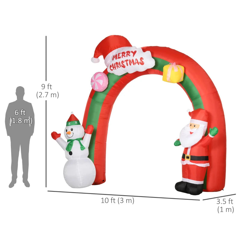 9ft Christmas Inflatable Archway with Santa Claus and Snowman for Outdoor, Blow Up Decoration with LED Lights Multi Market World Inc.