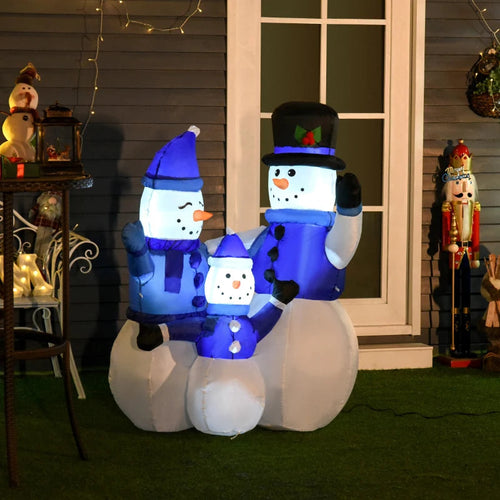 1.2M Tall Large LED Lighted Christmas/Halloween Inflatable Snowmen Family Outdoor Indoor Holiday Decorations Multi Market World Inc.